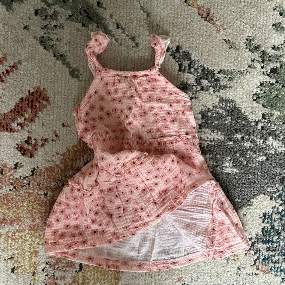 Rabbit Bear Organic Cotton Boho Floral Dress 24m Baby Toddler Girl EUC